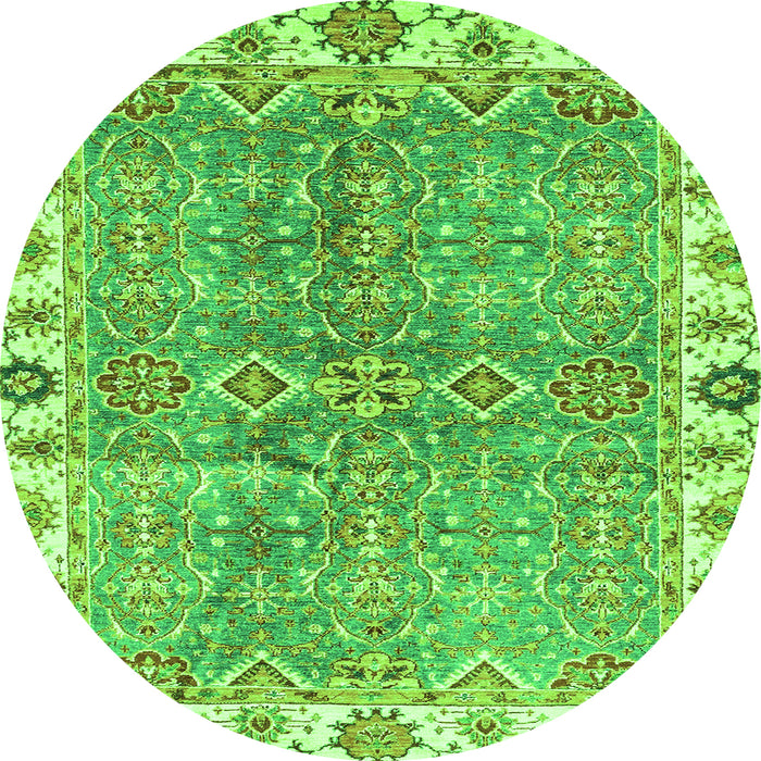 Round Oriental Green Traditional Rug, abs3541grn