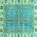 Square Oriental Turquoise Traditional Rug, abs3541turq