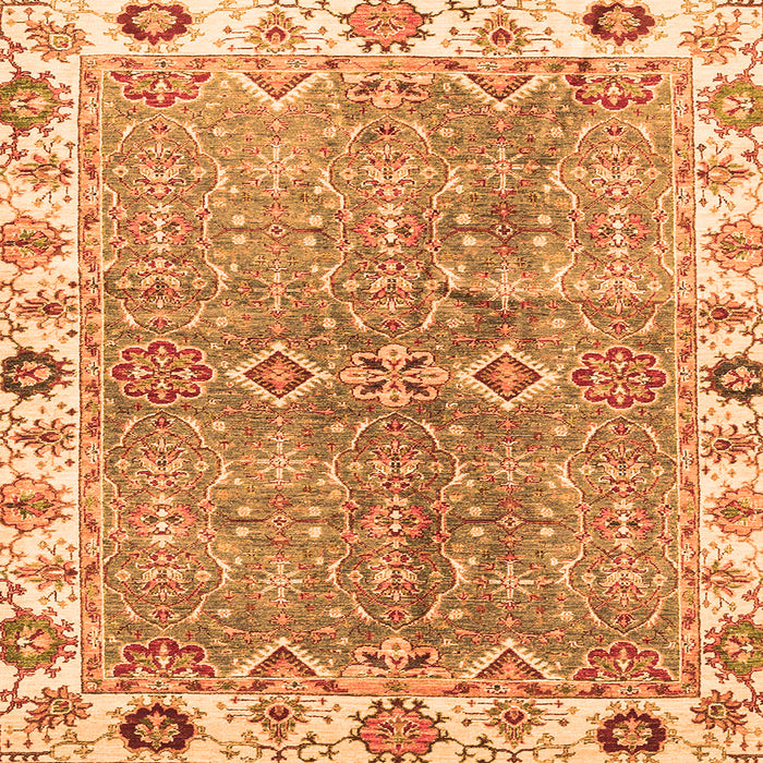 Square Oriental Orange Traditional Rug, abs3541org