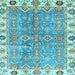 Square Oriental Light Blue Traditional Rug, abs3541lblu