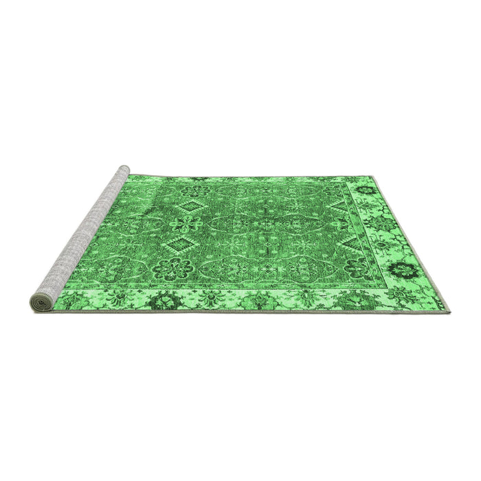 Sideview of Machine Washable Oriental Emerald Green Traditional Area Rugs, wshabs3541emgrn