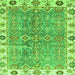 Square Machine Washable Oriental Green Traditional Area Rugs, wshabs3541grn