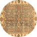 Round Machine Washable Oriental Brown Traditional Rug, wshabs3541brn