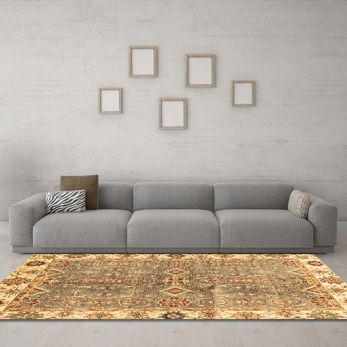 Machine Washable Oriental Brown Traditional Rug in a Living Room,, wshabs3541brn