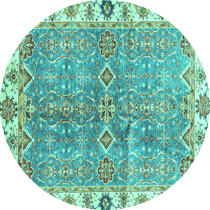 Round Oriental Turquoise Traditional Rug, abs3541turq