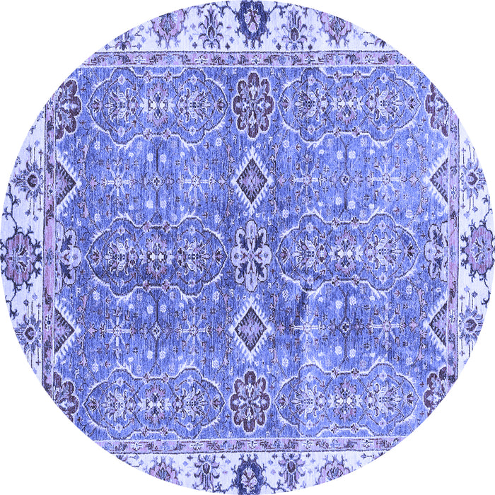 Round Machine Washable Oriental Blue Traditional Rug, wshabs3541blu
