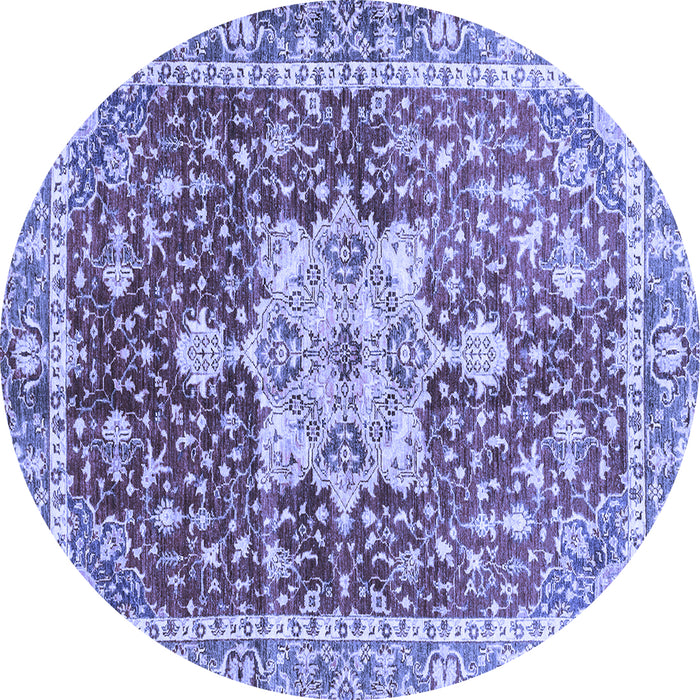Round Abstract Blue Modern Rug, abs3542blu