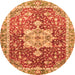 Round Machine Washable Abstract Orange Modern Area Rugs, wshabs3542org