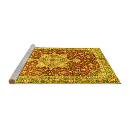 Sideview of Machine Washable Abstract Yellow Modern Rug, wshabs3542yw