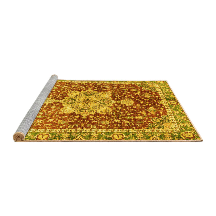 Sideview of Machine Washable Abstract Yellow Modern Rug, wshabs3542yw