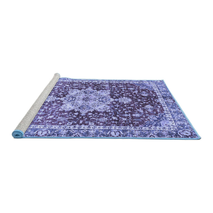 Sideview of Machine Washable Abstract Blue Modern Rug, wshabs3542blu