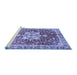 Sideview of Machine Washable Abstract Blue Modern Rug, wshabs3542blu