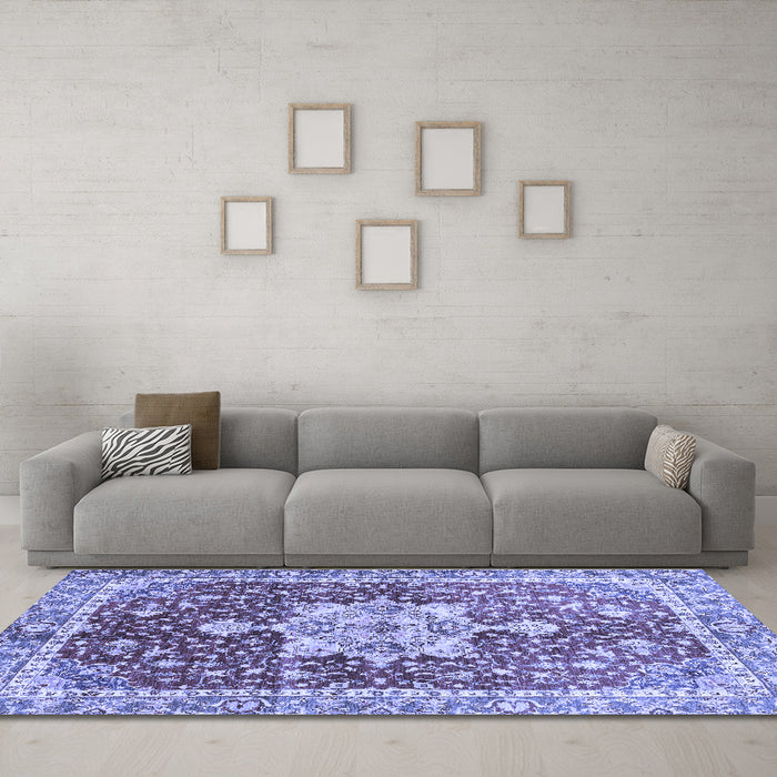 Machine Washable Abstract Blue Modern Rug in a Living Room, wshabs3542blu