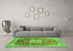 Machine Washable Abstract Green Modern Area Rugs in a Living Room,, wshabs3542grn