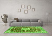 Machine Washable Abstract Green Modern Rug, wshabs3542grn