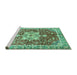 Sideview of Machine Washable Abstract Turquoise Modern Area Rugs, wshabs3542turq