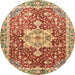 Round Abstract Red Modern Rug, abs3542