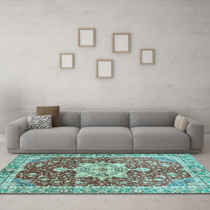 Machine Washable Abstract Light Blue Modern Rug in a Living Room, wshabs3542lblu