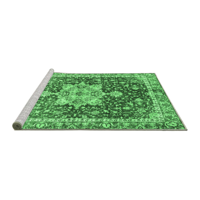 Sideview of Machine Washable Abstract Emerald Green Modern Area Rugs, wshabs3542emgrn