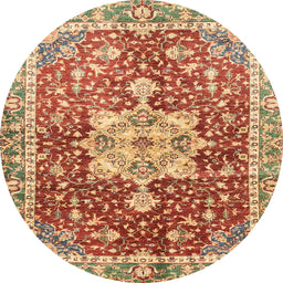 Round Machine Washable Abstract Red Rug, wshabs3542