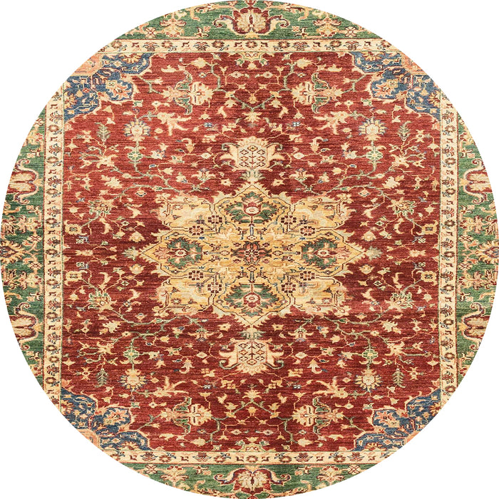 Round Machine Washable Abstract Red Rug, wshabs3542