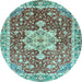 Round Abstract Light Blue Modern Rug, abs3542lblu