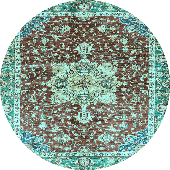 Round Machine Washable Abstract Light Blue Modern Rug, wshabs3542lblu