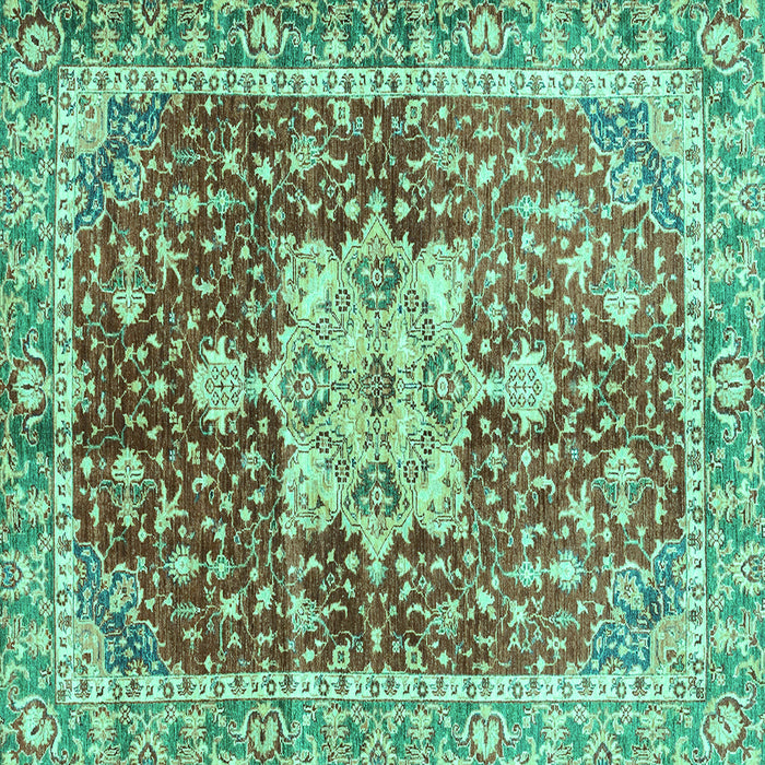Square Machine Washable Abstract Turquoise Modern Area Rugs, wshabs3542turq
