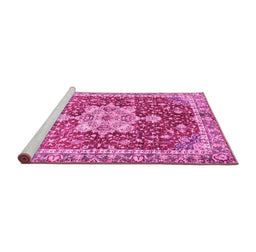 Sideview of Machine Washable Abstract Pink Modern Rug, wshabs3542pnk