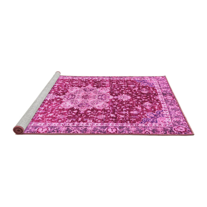 Sideview of Machine Washable Abstract Pink Modern Rug, wshabs3542pnk