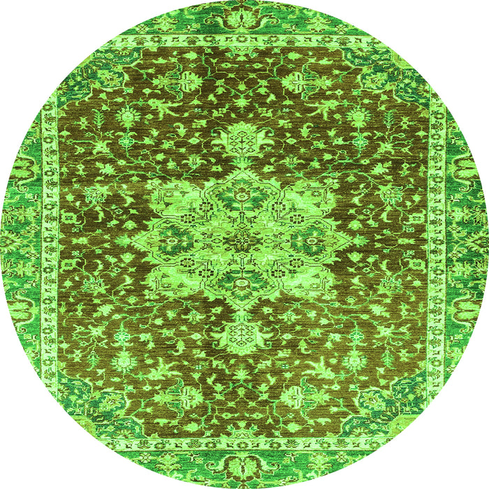Round Abstract Green Modern Rug, abs3542grn