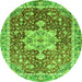 Round Abstract Green Modern Rug, abs3542grn