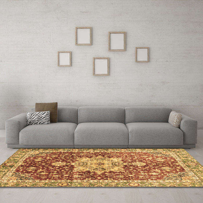 Machine Washable Abstract Brown Modern Rug in a Living Room,, wshabs3542brn