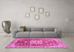 Machine Washable Abstract Pink Modern Rug in a Living Room, wshabs3542pnk