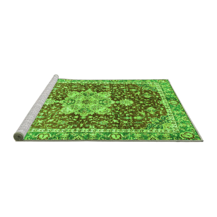 Sideview of Machine Washable Abstract Green Modern Area Rugs, wshabs3542grn