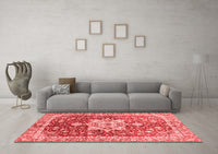 Machine Washable Abstract Red Modern Rug, wshabs3542red