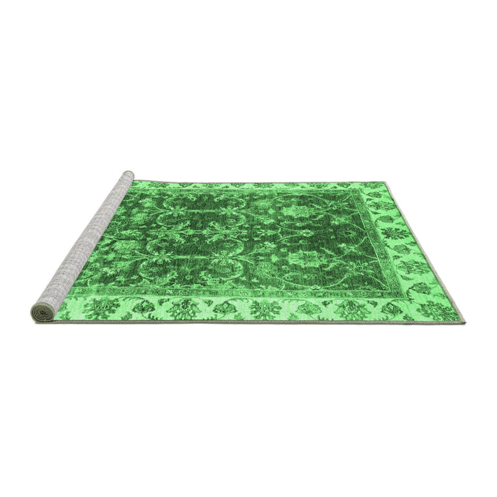 Sideview of Machine Washable Abstract Emerald Green Modern Area Rugs, wshabs3543emgrn