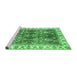 Sideview of Machine Washable Abstract Emerald Green Modern Area Rugs, wshabs3543emgrn