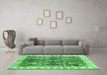 Machine Washable Abstract Emerald Green Modern Area Rugs in a Living Room,, wshabs3543emgrn