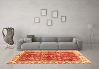 Machine Washable Abstract Orange Modern Rug, wshabs3543org