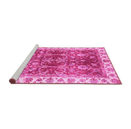 Sideview of Machine Washable Abstract Pink Modern Rug, wshabs3543pnk