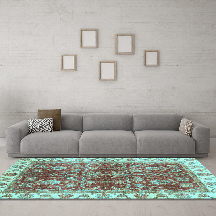 Machine Washable Abstract Light Blue Modern Rug in a Living Room, wshabs3543lblu