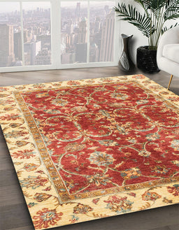Abstract Red Modern Rug in Family Room, abs3543