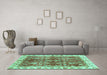 Machine Washable Abstract Turquoise Modern Area Rugs in a Living Room,, wshabs3543turq