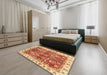 Abstract Red Modern Rug in a Bedroom, abs3543