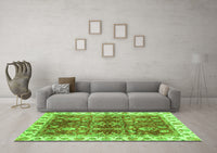 Machine Washable Abstract Green Modern Rug, wshabs3543grn