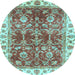 Round Machine Washable Abstract Light Blue Modern Rug, wshabs3543lblu