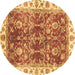 Round Abstract Brown Modern Rug, abs3543brn