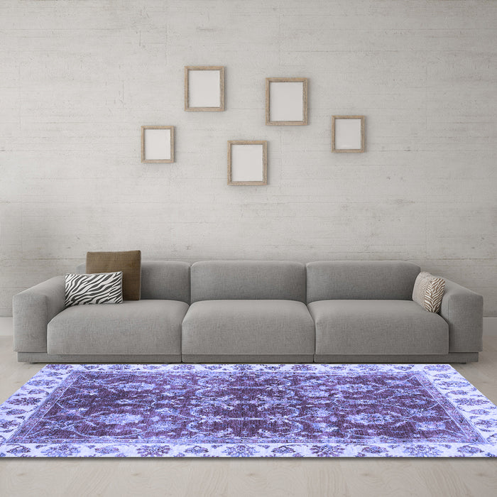 Machine Washable Abstract Blue Modern Rug in a Living Room, wshabs3543blu