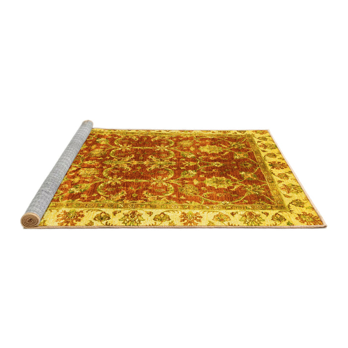 Sideview of Machine Washable Abstract Yellow Modern Rug, wshabs3543yw